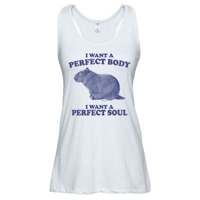 I Want A Perfect Body I Want A Perfect Soul Capybara Ladies Essential Flowy Tank