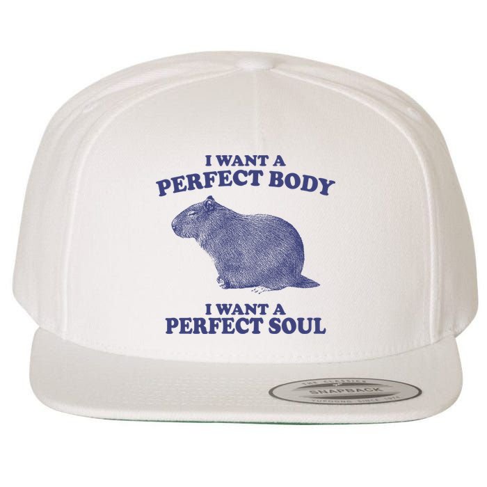I Want A Perfect Body I Want A Perfect Soul Capybara Wool Snapback Cap
