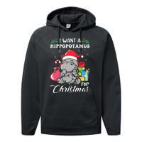 I Want A Hippopotamus For Christmas Hippo Christmas Pajamas Performance Fleece Hoodie