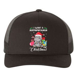 I Want A Hippopotamus For Christmas Hippo Christmas Pajamas Yupoong Adult 5-Panel Trucker Hat