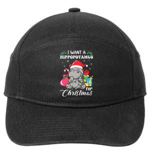 I Want A Hippopotamus For Christmas Hippo Christmas Pajamas 7-Panel Snapback Hat