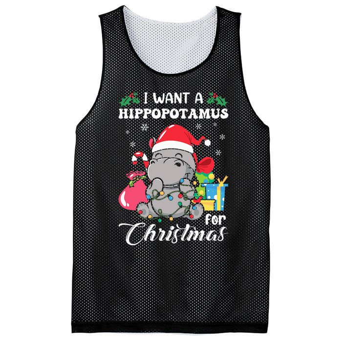 I Want A Hippopotamus For Christmas Hippo Christmas Pajamas Mesh Reversible Basketball Jersey Tank