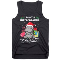 I Want A Hippopotamus For Christmas Hippo Christmas Pajamas Tank Top