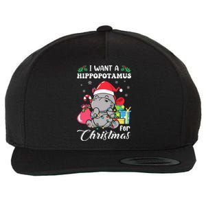 I Want A Hippopotamus For Christmas Hippo Christmas Pajamas Wool Snapback Cap