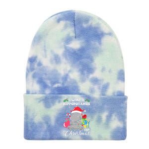 I Want A Hippopotamus For Christmas Hippo Christmas Pajamas Tie Dye 12in Knit Beanie