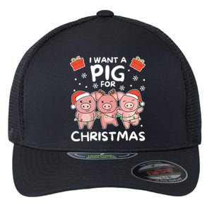 I Want A Pig For Christmas Cute Pigs Gift Flexfit Unipanel Trucker Cap