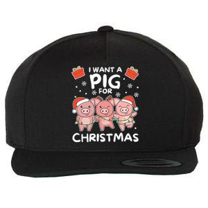 I Want A Pig For Christmas Cute Pigs Gift Wool Snapback Cap