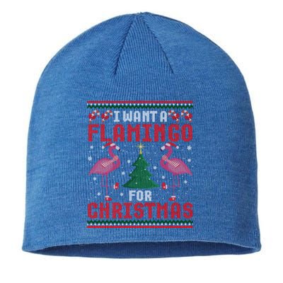 I Want A Flamingo For Christmas Ugly Xmas Sweater Meaningful Gift Sustainable Beanie