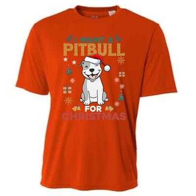 I Want A Pitbull For Christmas Cute Dog Lover Pajama Gift Cooling Performance Crew T-Shirt