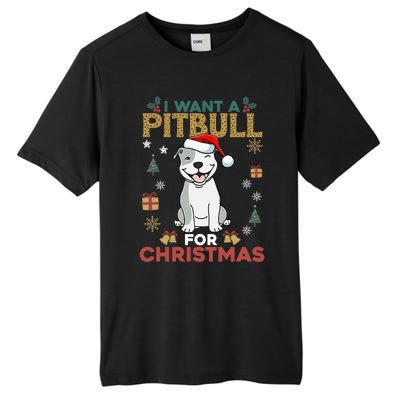 I Want A Pitbull For Christmas Cute Dog Lover Pajama Gift Tall Fusion ChromaSoft Performance T-Shirt