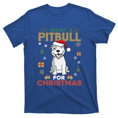 I Want A Pitbull For Christmas Cute Dog Lover Pajama Gift T-Shirt