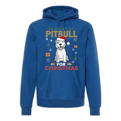 I Want A Pitbull For Christmas Cute Dog Lover Pajama Gift Premium Hoodie