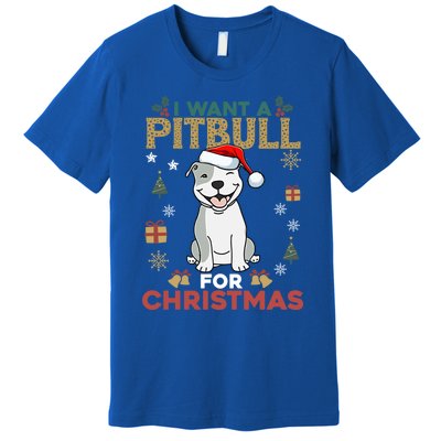 I Want A Pitbull For Christmas Cute Dog Lover Pajama Gift Premium T-Shirt