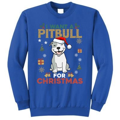 I Want A Pitbull For Christmas Cute Dog Lover Pajama Gift Tall Sweatshirt