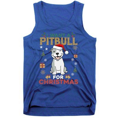 I Want A Pitbull For Christmas Cute Dog Lover Pajama Gift Tank Top