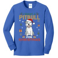 I Want A Pitbull For Christmas Cute Dog Lover Pajama Gift Kids Long Sleeve Shirt