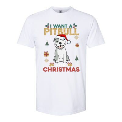 I Want A Pitbull For Christmas Cute Dog Lover Pajama Gift Softstyle® CVC T-Shirt