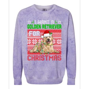 I Want A Golden Retriever For Christmas Santa Dog Lover Gift Colorblast Crewneck Sweatshirt