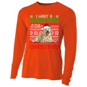 I Want A Golden Retriever For Christmas Santa Dog Lover Gift Cooling Performance Long Sleeve Crew