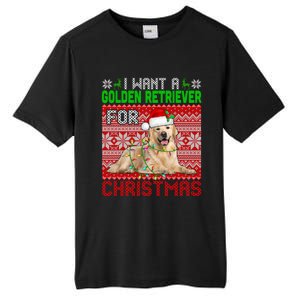 I Want A Golden Retriever For Christmas Santa Dog Lover Gift Tall Fusion ChromaSoft Performance T-Shirt