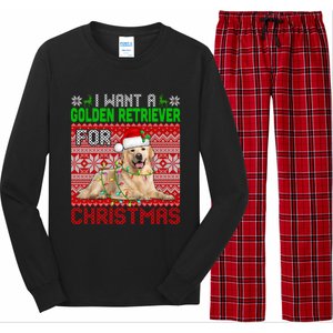 I Want A Golden Retriever For Christmas Santa Dog Lover Gift Long Sleeve Pajama Set