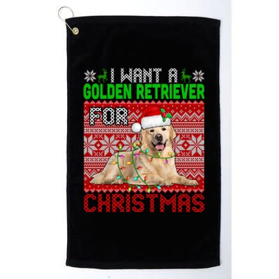 I Want A Golden Retriever For Christmas Santa Dog Lover Gift Platinum Collection Golf Towel