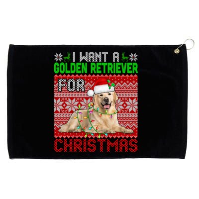 I Want A Golden Retriever For Christmas Santa Dog Lover Gift Grommeted Golf Towel