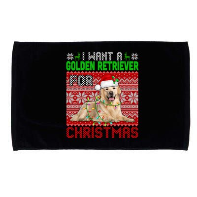 I Want A Golden Retriever For Christmas Santa Dog Lover Gift Microfiber Hand Towel