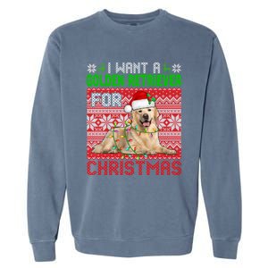 I Want A Golden Retriever For Christmas Santa Dog Lover Gift Garment-Dyed Sweatshirt