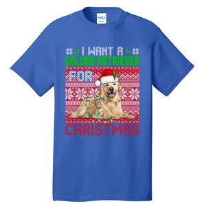 I Want A Golden Retriever For Christmas Santa Dog Lover Gift Tall T-Shirt