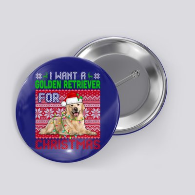 I Want A Golden Retriever For Christmas Santa Dog Lover Gift Button