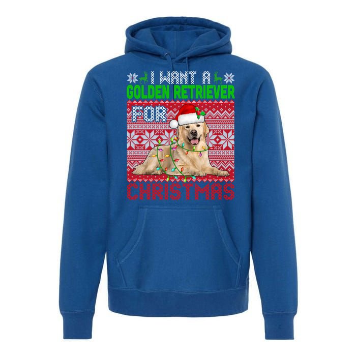 I Want A Golden Retriever For Christmas Santa Dog Lover Gift Premium Hoodie