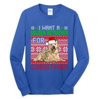 I Want A Golden Retriever For Christmas Santa Dog Lover Gift Tall Long Sleeve T-Shirt