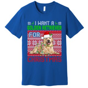 I Want A Golden Retriever For Christmas Santa Dog Lover Gift Premium T-Shirt