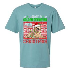 I Want A Golden Retriever For Christmas Santa Dog Lover Gift Sueded Cloud Jersey T-Shirt