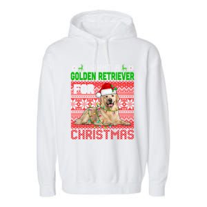 I Want A Golden Retriever For Christmas Santa Dog Lover Gift Garment-Dyed Fleece Hoodie