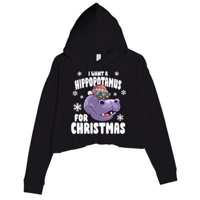 I Want A Hippopotamus For Christmas Xmas Hippo Cute Gift Crop Fleece Hoodie