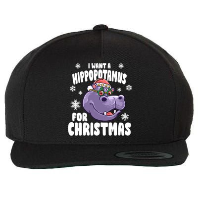 I Want A Hippopotamus For Christmas Xmas Hippo Cute Gift Wool Snapback Cap