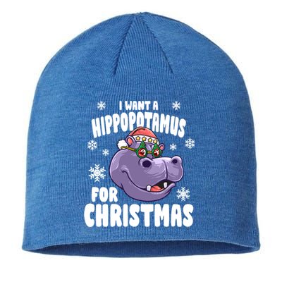 I Want A Hippopotamus For Christmas Xmas Hippo Cute Gift Sustainable Beanie