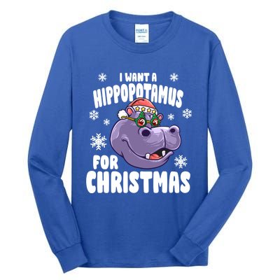 I Want A Hippopotamus For Christmas Xmas Hippo Cute Gift Tall Long Sleeve T-Shirt