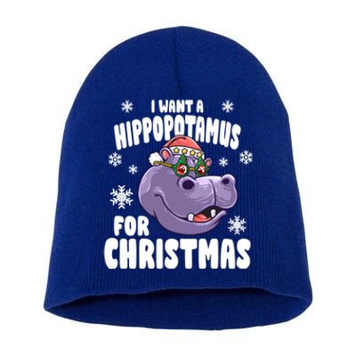 I Want A Hippopotamus For Christmas Xmas Hippo Cute Gift Short Acrylic Beanie