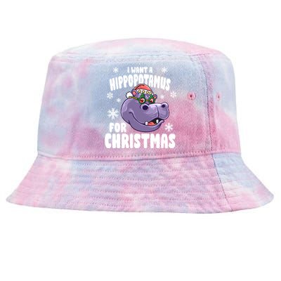 I Want A Hippopotamus For Christmas Xmas Hippo Cute Gift Tie-Dyed Bucket Hat