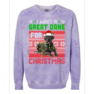 I Want A Great Dane For Christmas Santa Dog Lover Owner Meaningful Gift Colorblast Crewneck Sweatshirt