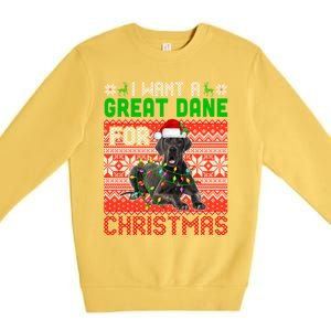 I Want A Great Dane For Christmas Santa Dog Lover Owner Meaningful Gift Premium Crewneck Sweatshirt