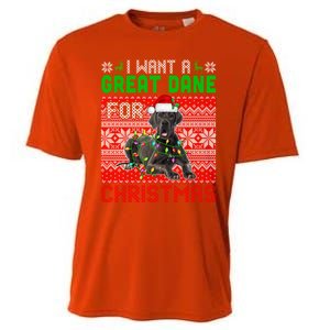 I Want A Great Dane For Christmas Santa Dog Lover Owner Meaningful Gift Cooling Performance Crew T-Shirt