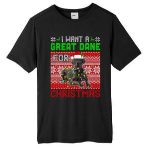 I Want A Great Dane For Christmas Santa Dog Lover Owner Meaningful Gift Tall Fusion ChromaSoft Performance T-Shirt