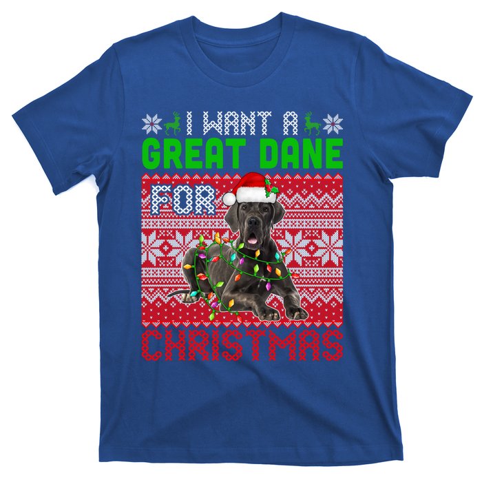 I Want A Great Dane For Christmas Santa Dog Lover Owner Meaningful Gift T-Shirt