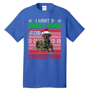 I Want A Great Dane For Christmas Santa Dog Lover Owner Meaningful Gift Tall T-Shirt