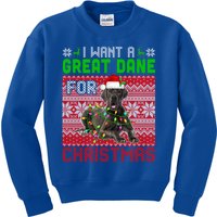 I Want A Great Dane For Christmas Santa Dog Lover Owner Meaningful Gift Kids Sweatshirt