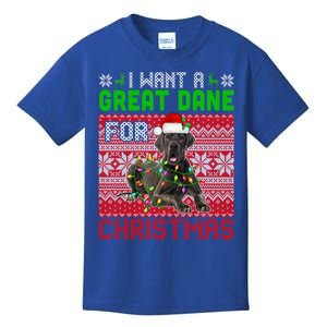 I Want A Great Dane For Christmas Santa Dog Lover Owner Meaningful Gift Kids T-Shirt